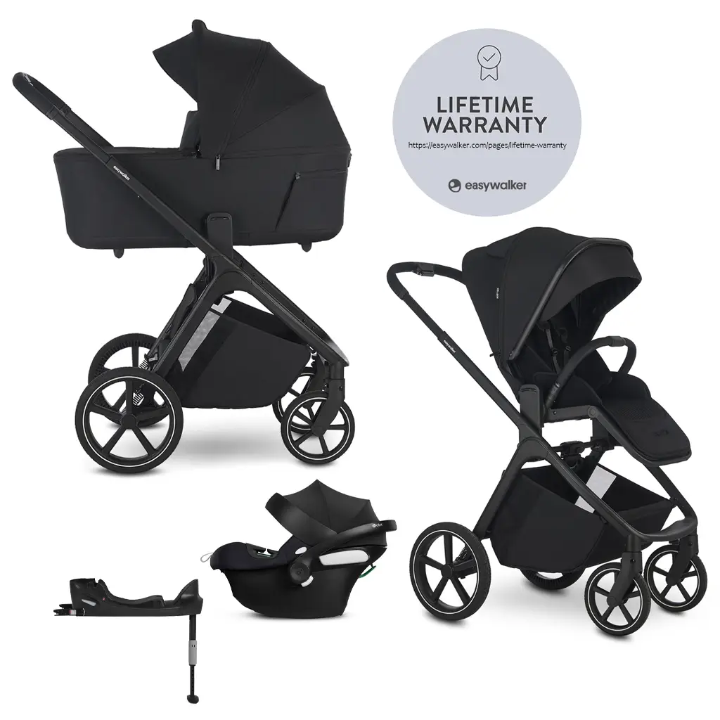 EASYWALKER Set kočík 4v1 Zoey Go Pure Black + CBX Aton B2 i-Size + CYBEX Base One