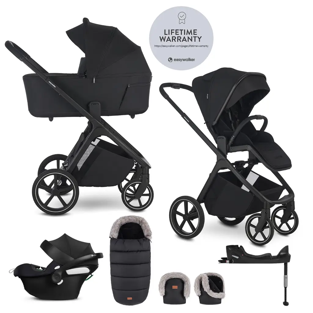 EASYWALKER Set kočík 4v1 Zoey Go Pure Black XL + CBX Aton B2 i-Size + CYBEX Base One