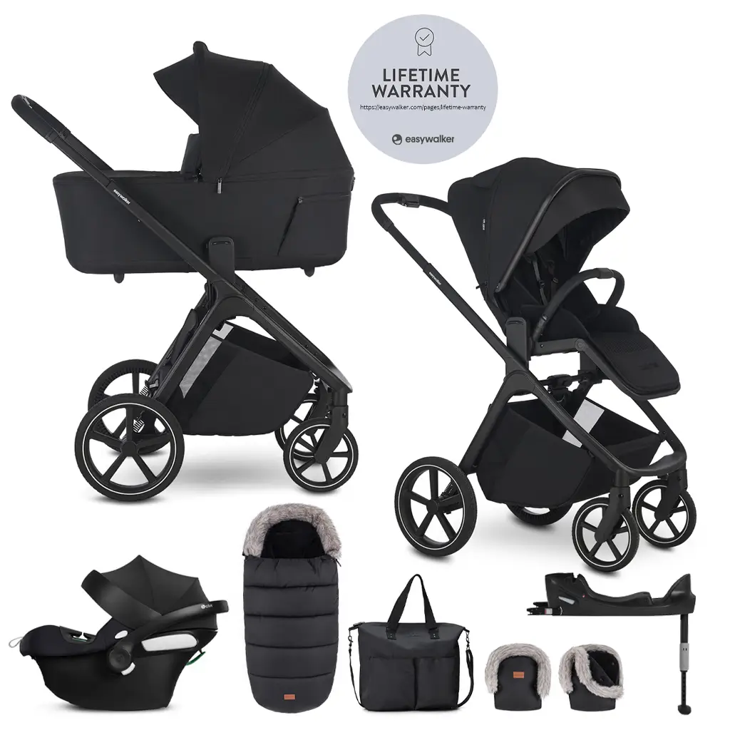 EASYWALKER Set kočík 4v1 Zoey Go Pure Black XXL Limited + CBX Aton B2 i-Size + Cybex Base One