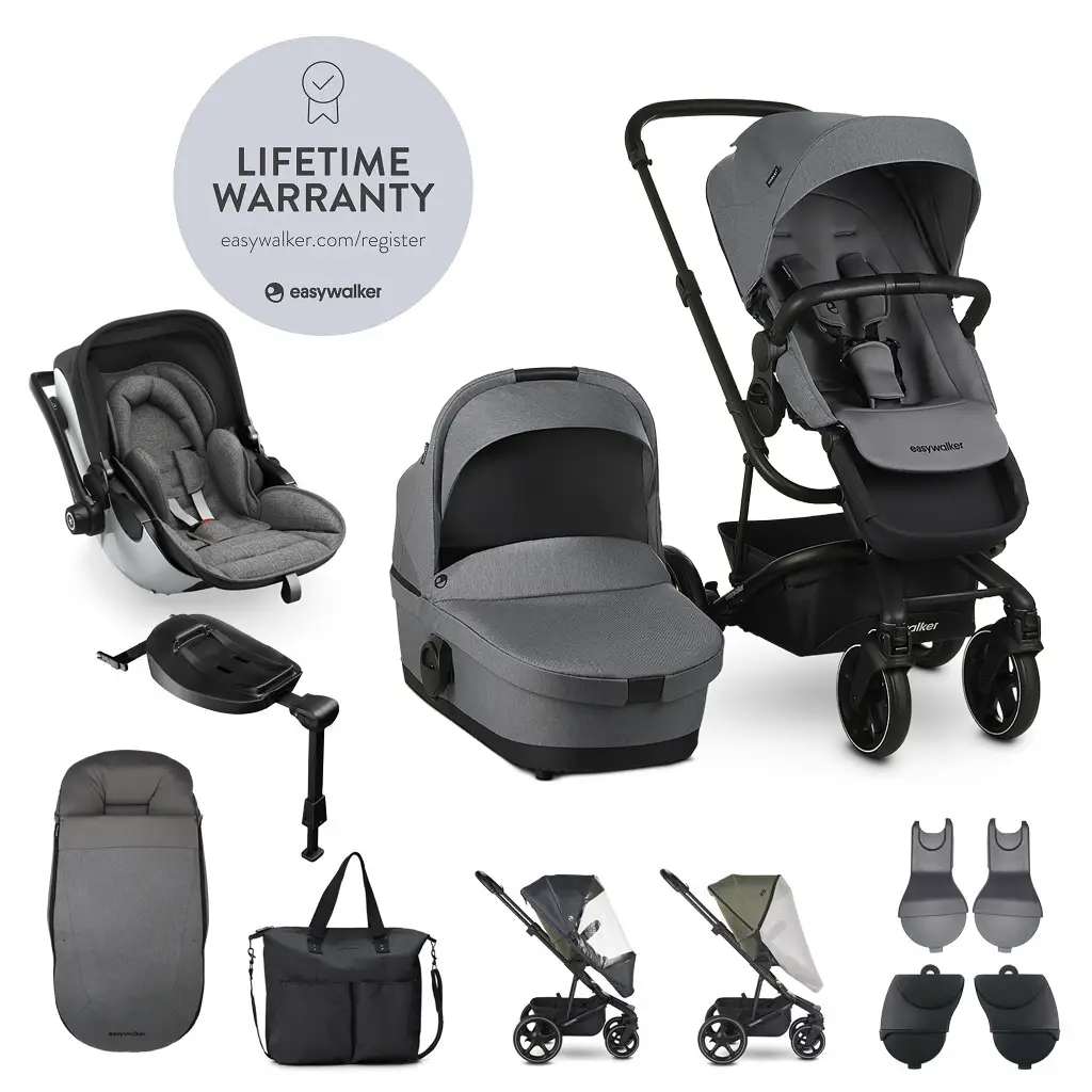 EASYWALKER Set XXL Kočík Harvey3 Fossil Grey + KIDDY Evoluna i-size 2 Grey Melange Icy Grey