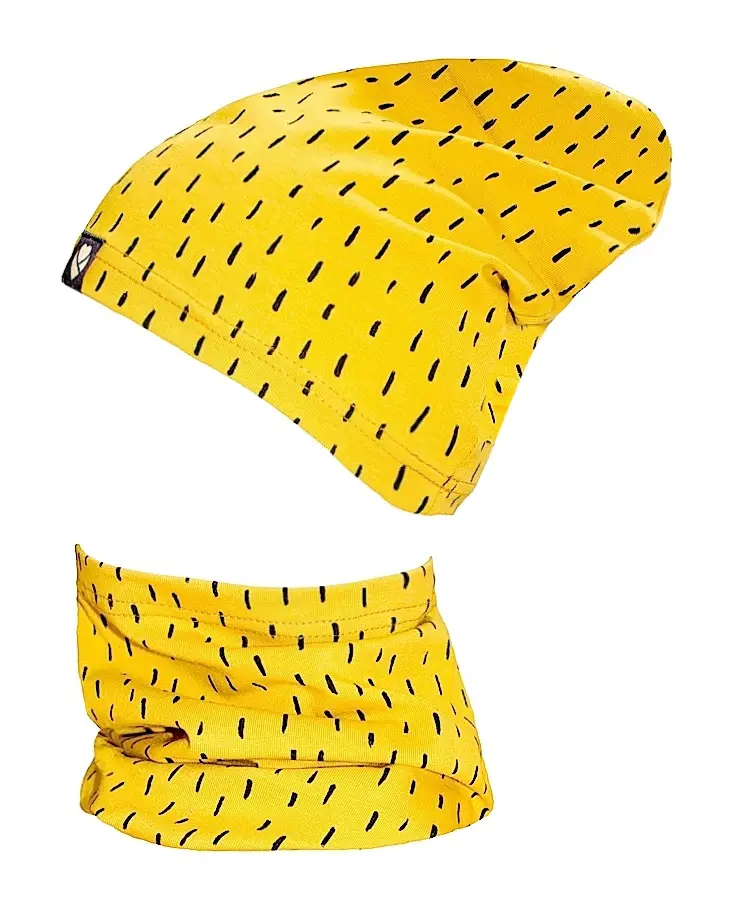 Bavlněná čepice s nákrčníkem hořčicová jednovrstvá L