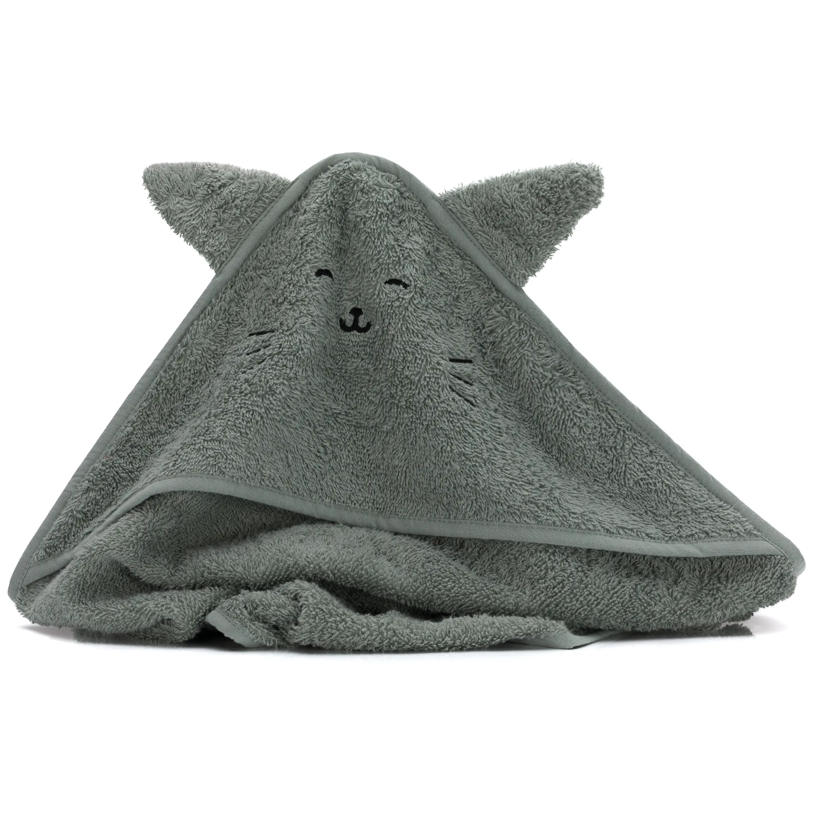 Fillikid Osuška s kapucňou animal cat green 75x75cm