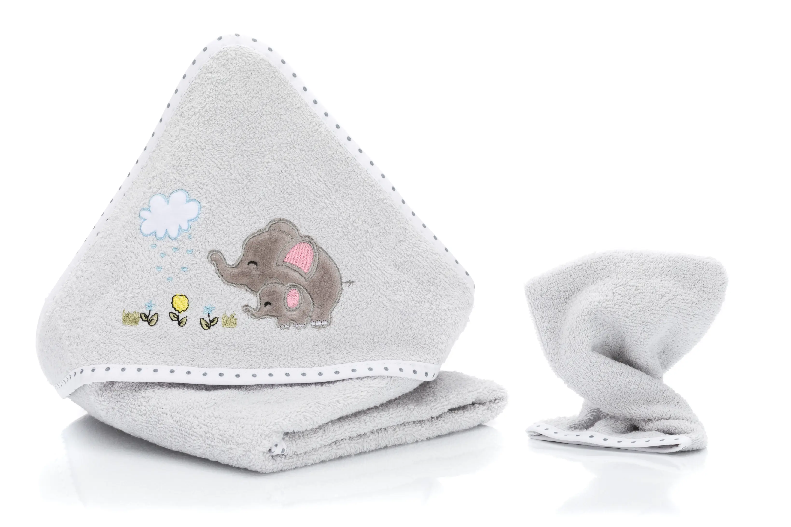 Fillikid osuška s kapucňou+ žinka elephant grey