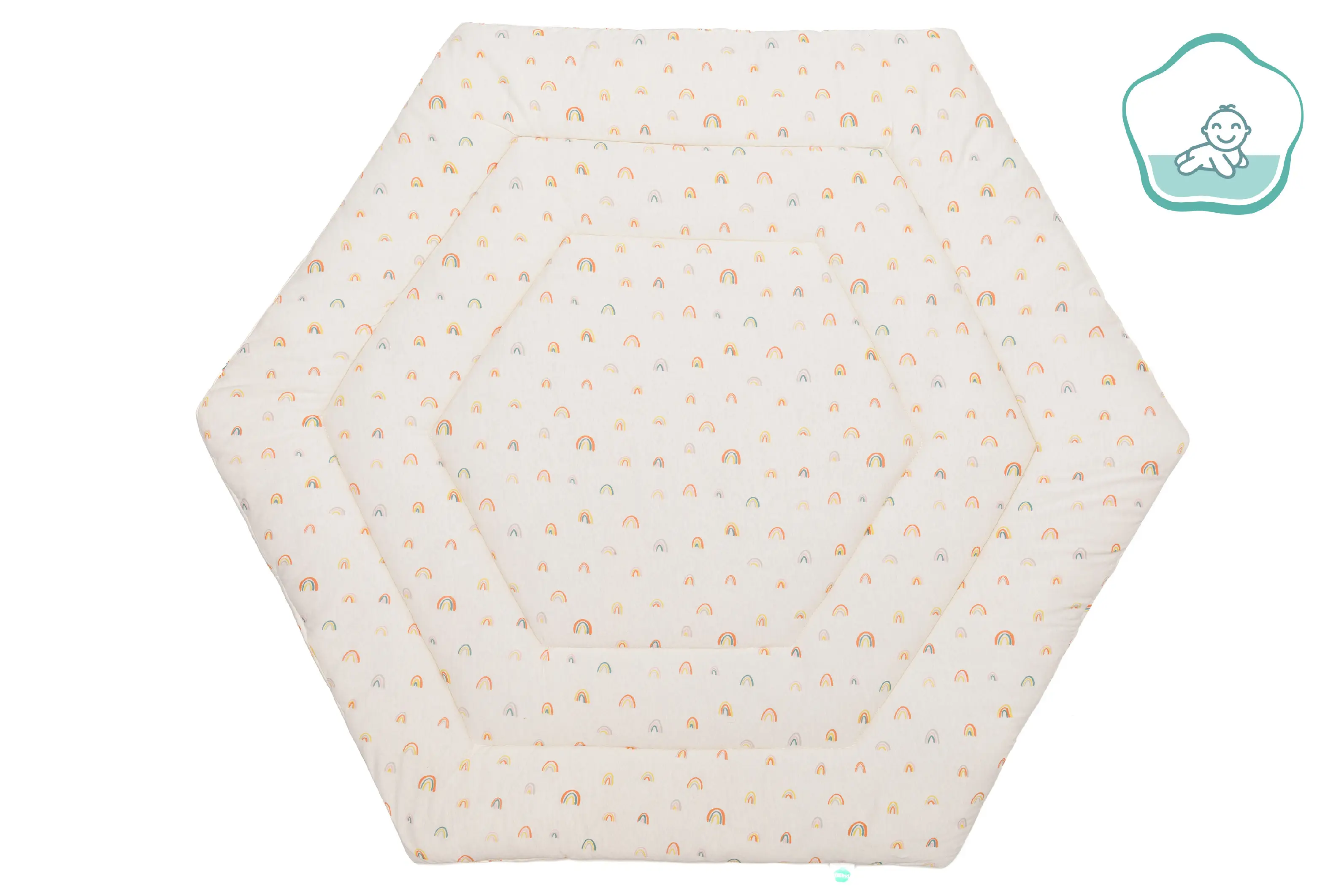 Fillikid Podložka na hranie šesťhranná Jersey rainbows beige