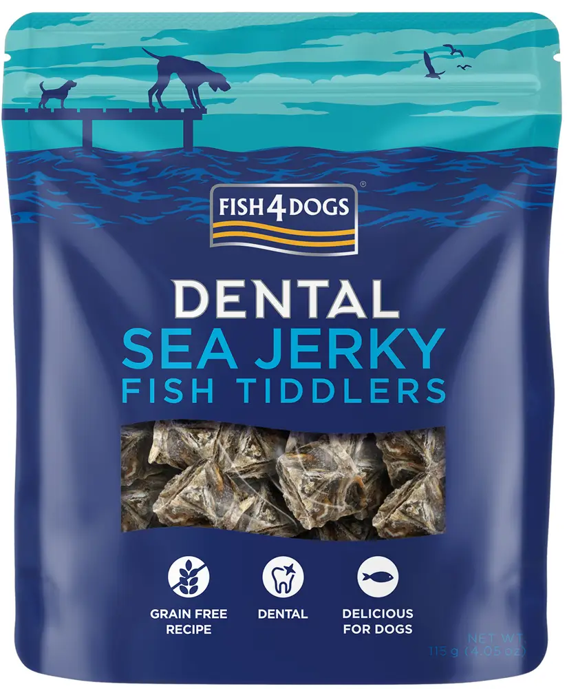 FISH4DOGS Maškrty pre psov DENTAL SEA morská ryba - rybičky 115 g