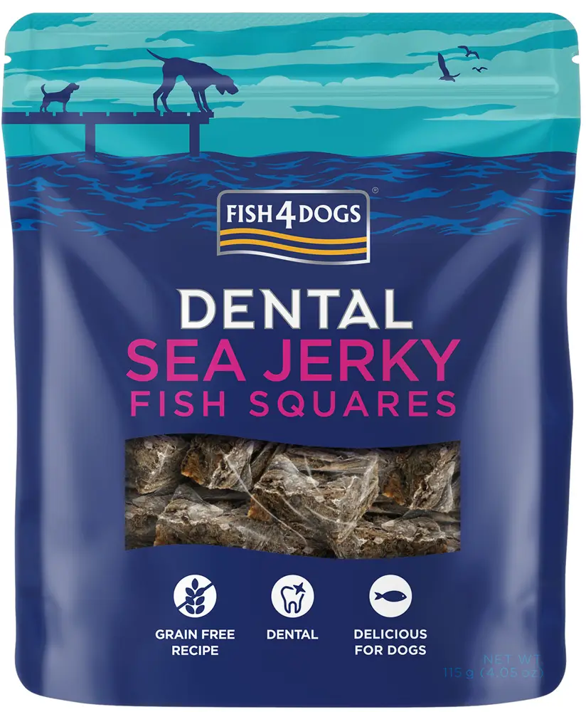 FISH4DOGS Maškrty pre psov DENTAL SEA morská ryba - štvorčeky 115 g