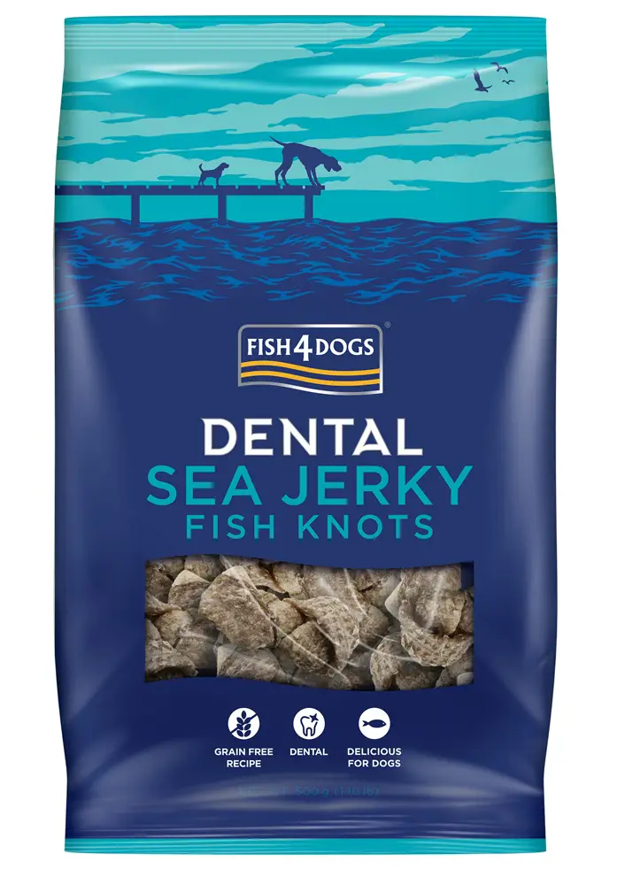 FISH4DOGS Maškrty pre psov DENTAL SEA morská ryba - uzlíky 500 g