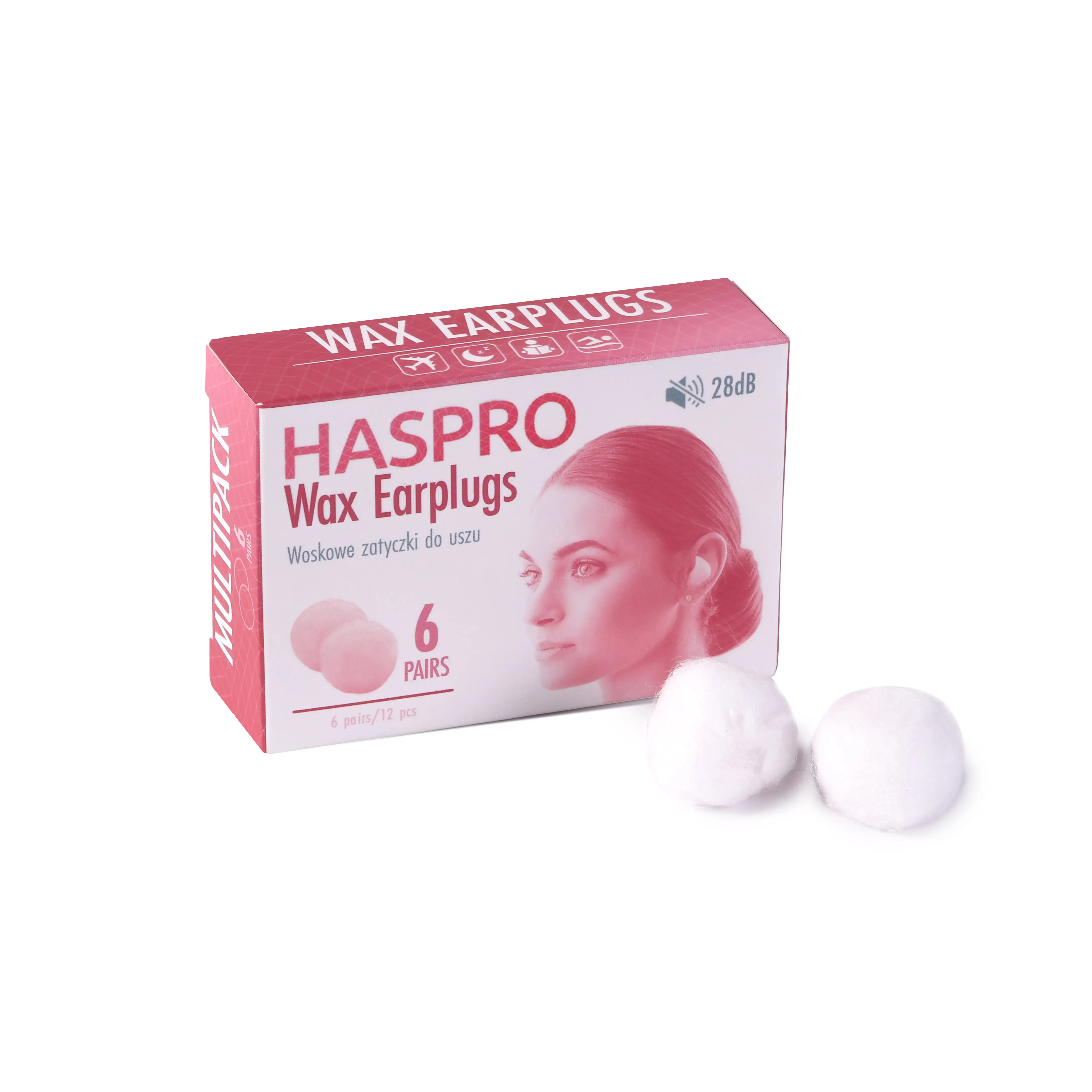 Haspro Formowane - Woskowe ušné zátky, voskové, 6 párov / 12 ks