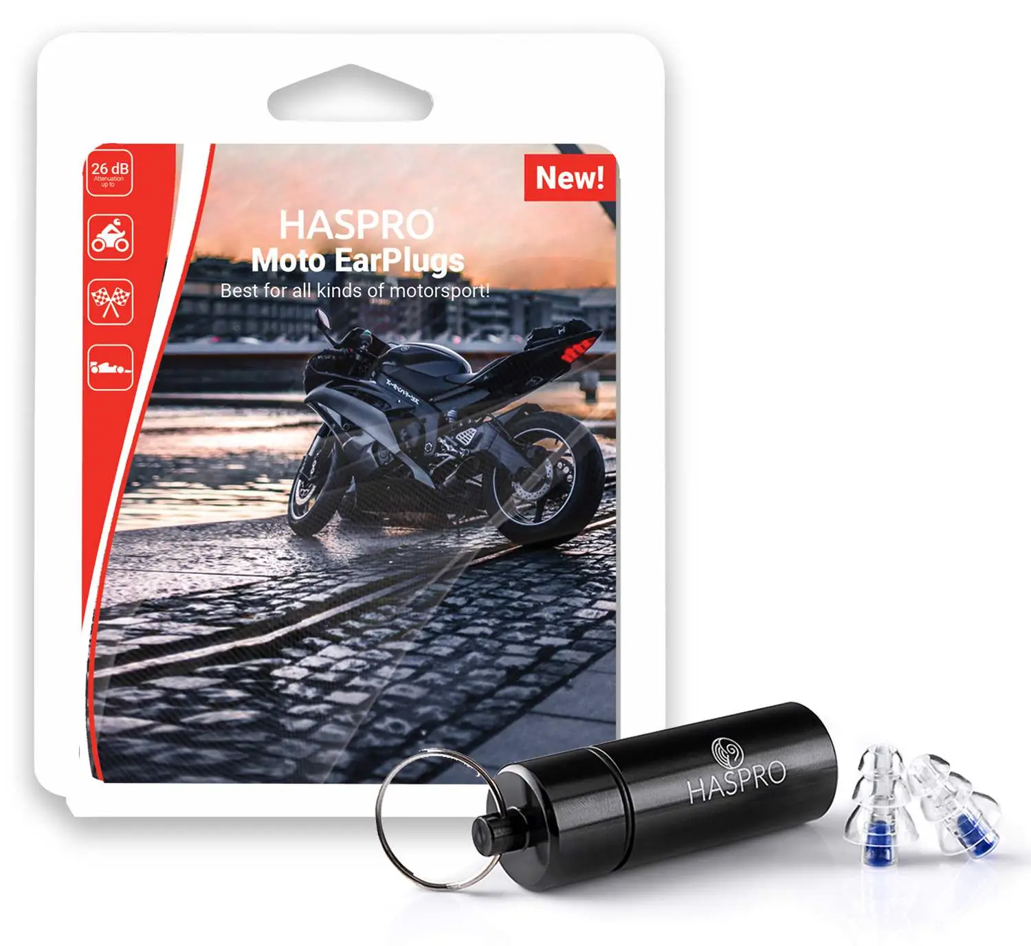 Haspro Moto špunty do uší, silikonové, SNR:26dB, 1 pár / 2ks
