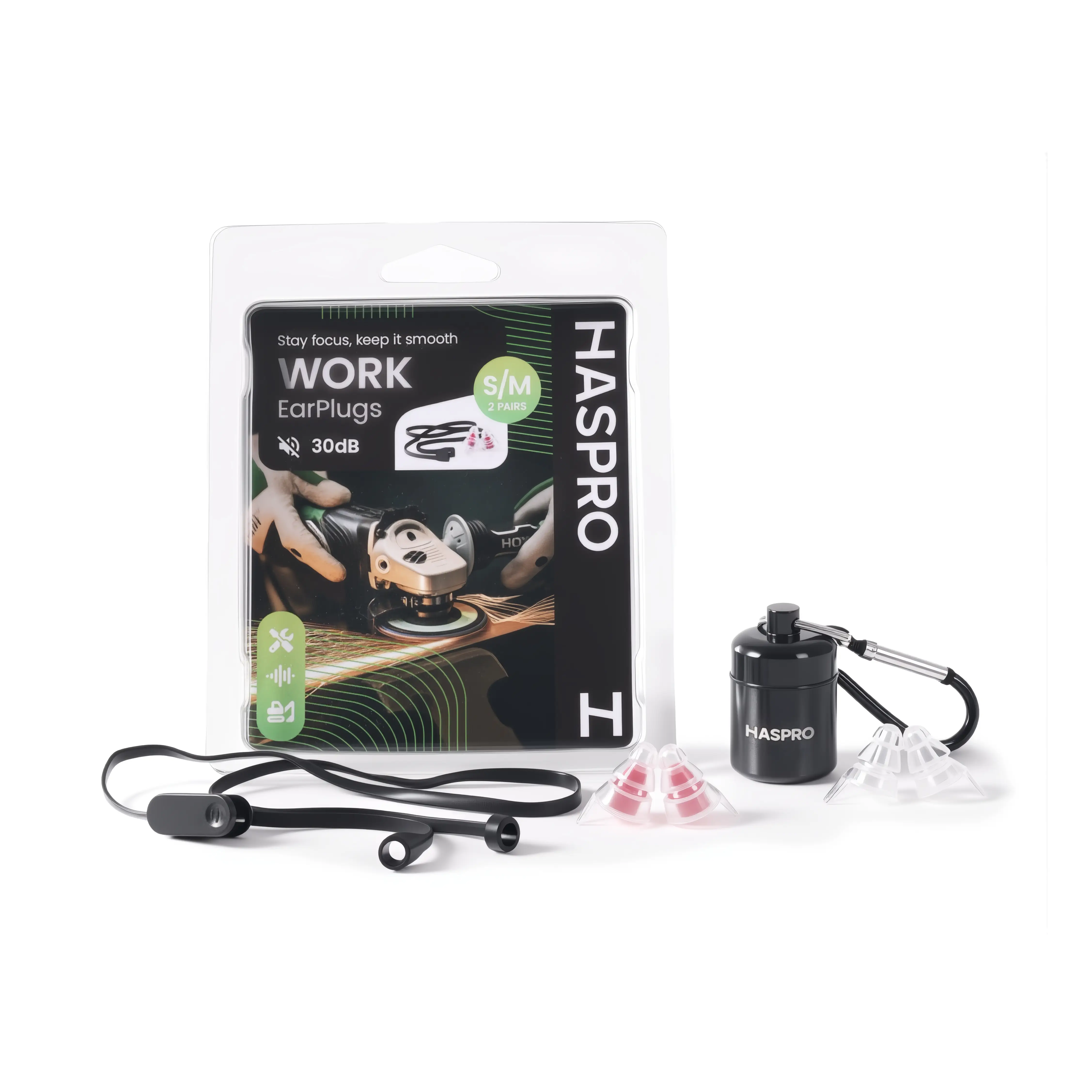 Haspro Work Universal špunty do uší se šňůrkou (S/M), SNR: 30 dB, přepravní pouzdro