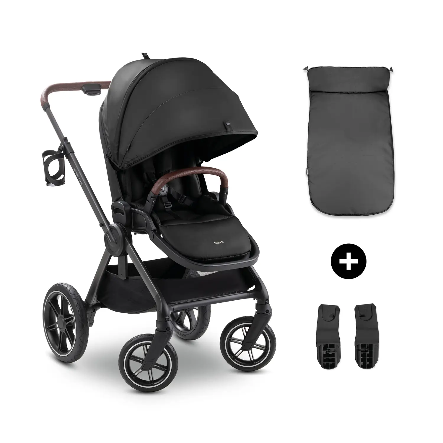 Hauck Sporťák Comfort N Care + nánožník / adaptér na autosedačku, Black