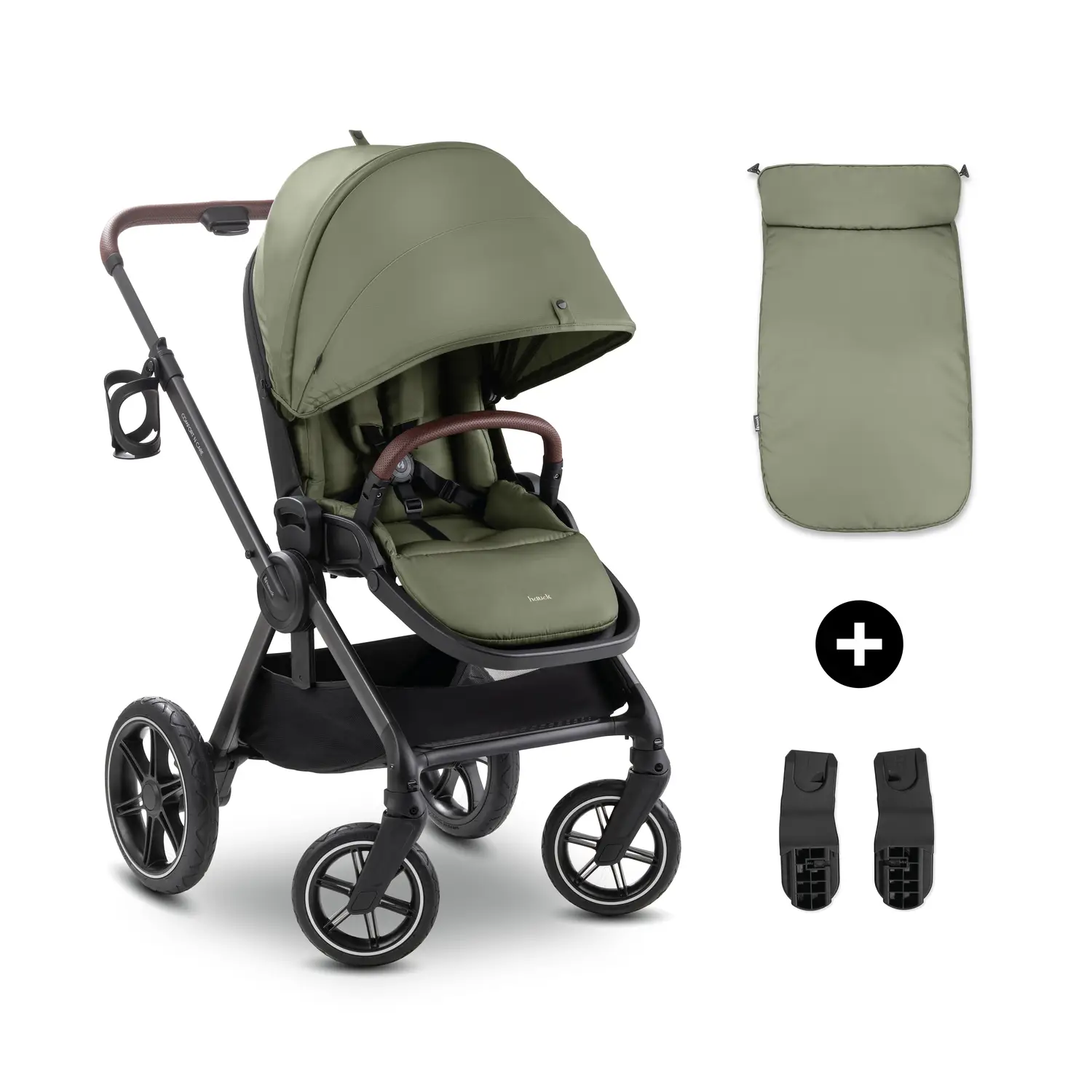 Hauck Sporťák Comfort N Care + nánožník / adaptér na autosedačku, Olive