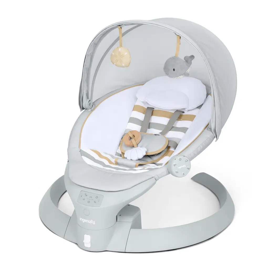 INGENUITY Lehátko s hojdaním a vibráciou Bounce & Sway – Pebble Shore™, 0m+