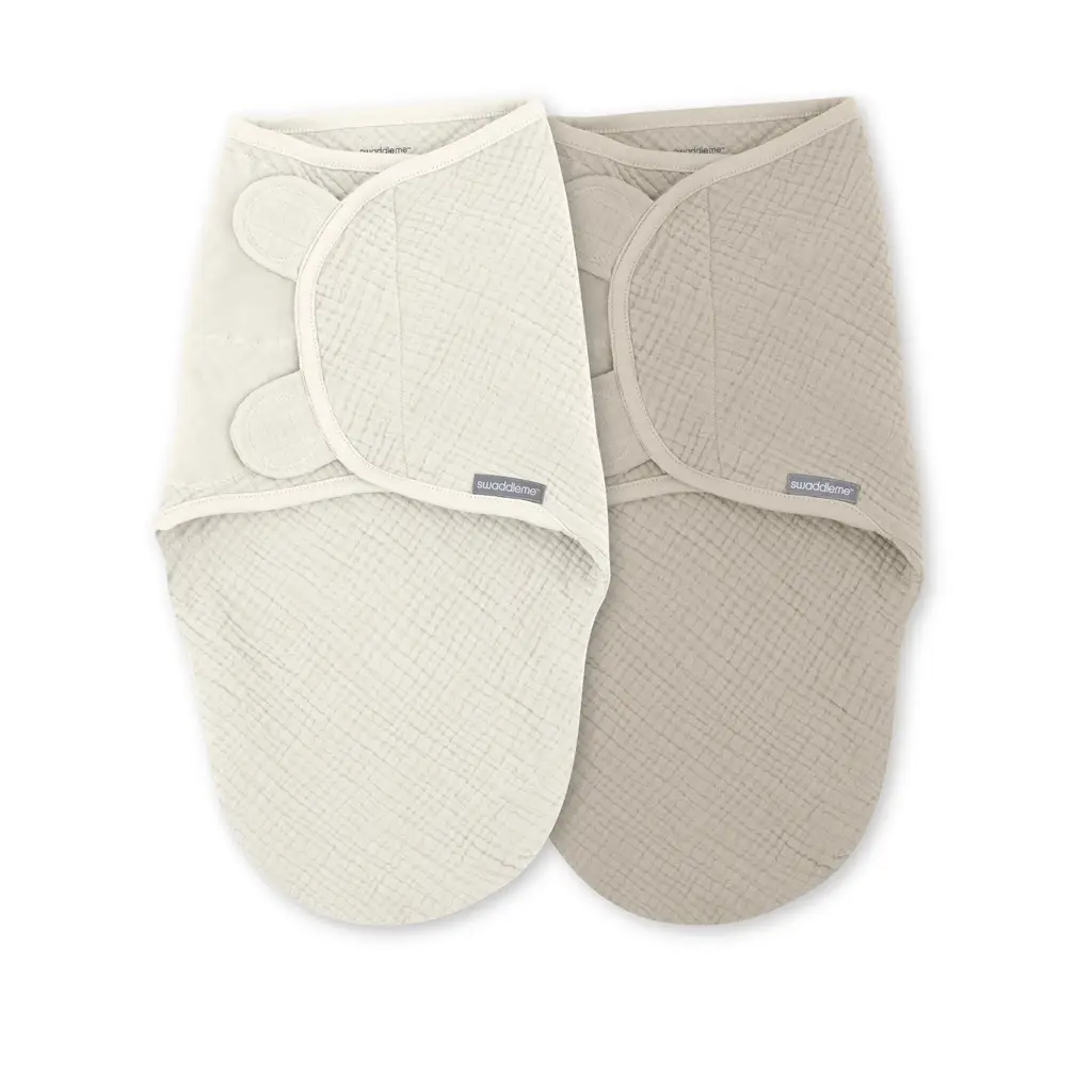 INGENUITY Zavinovačka SwaddleMe™ Ulitka mušelín 1 TOG 0-3m Cream/Cashew, 2 ks