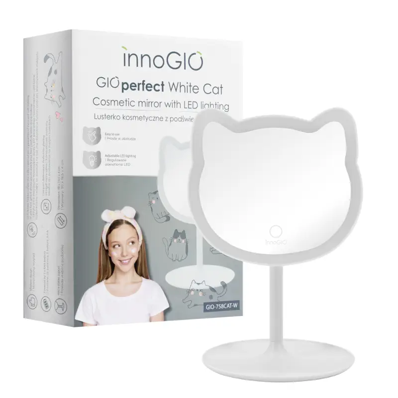 innoGIO Kozmetické zrkadlo GIOperfect White Cat