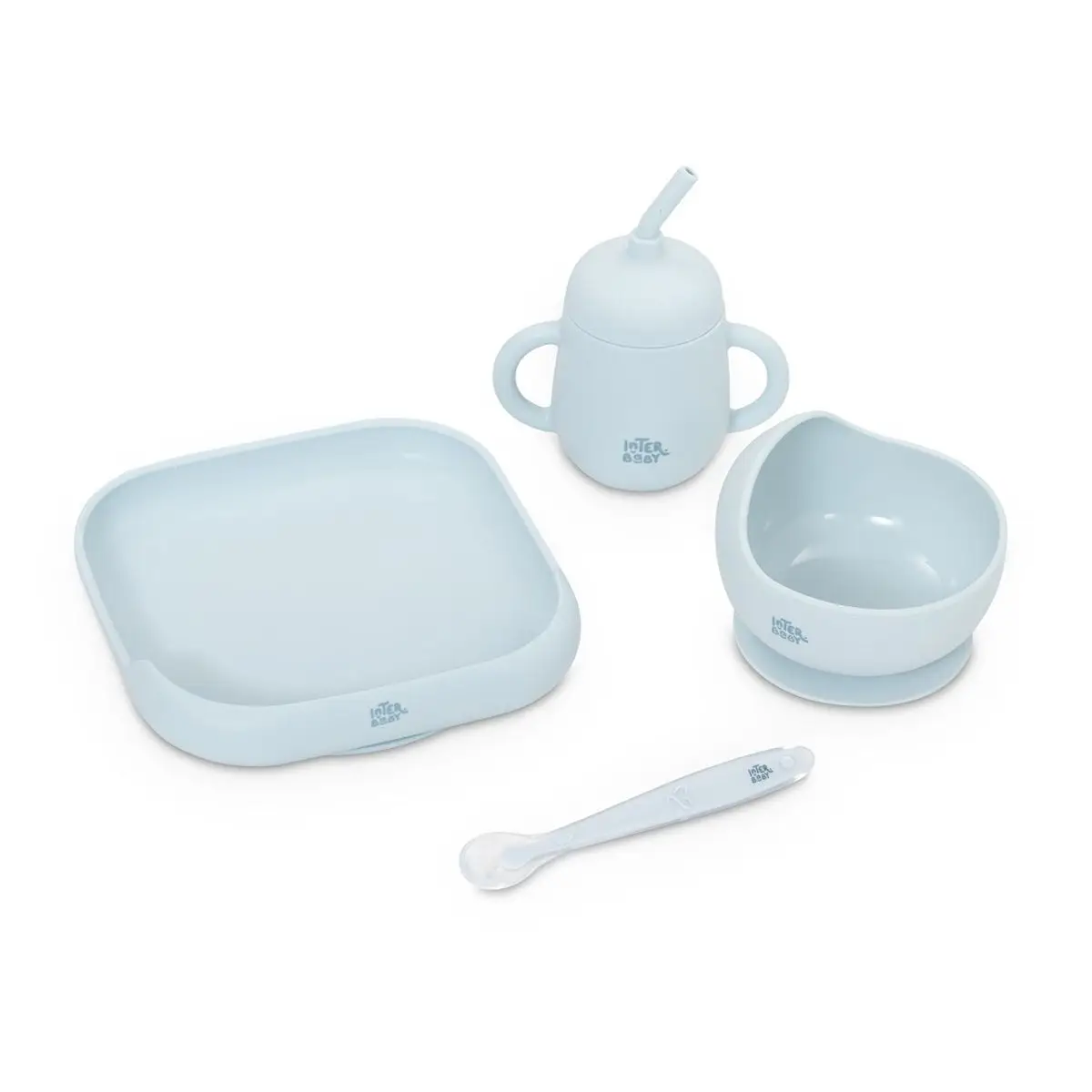 INTERBABY Jedálenský SET silikónový - modrý