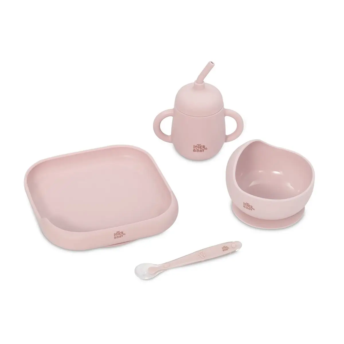 INTERBABY Jedálenský SET silikónový - ružový