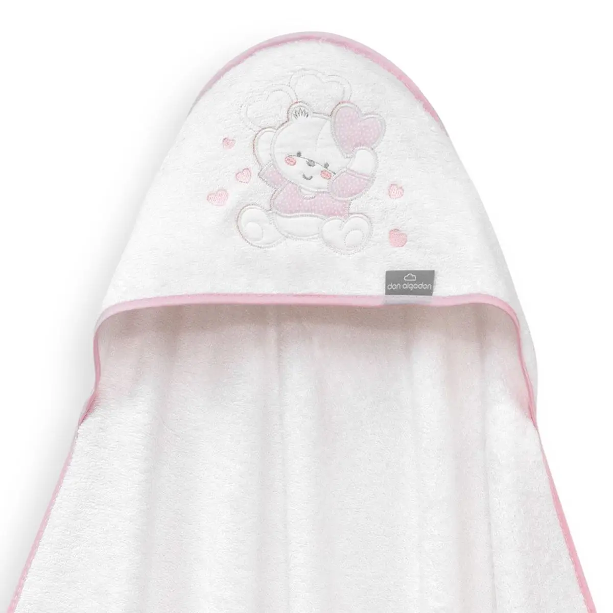 INTERBABY Osuška MACKO SO SRDIEČKAMI - BIELO/RUŽOVÁ