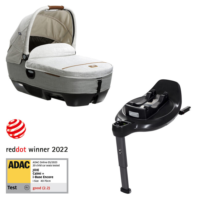 Joie hlboká vanička a autosedačka 40 - 70 cm Calmi R129 Signature oyster + i-Base™ Encore