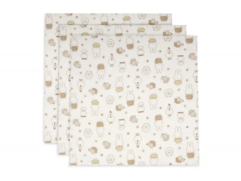 Jollein Plienky 3 ks 70x70 cm Miffy Family Farm