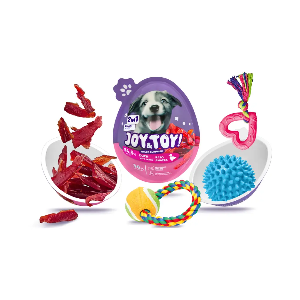 JOY&TOY! Vajíčko pre psov s prekvapením Soft Jerky - kačacie mäsko
