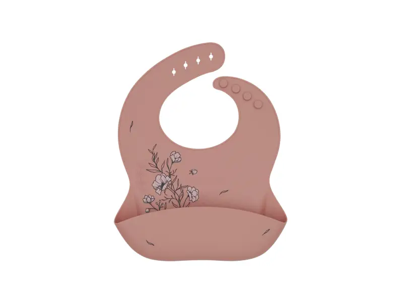 KikkaBoo Podbradník s kapsou Platinum Silicone Flora Blush