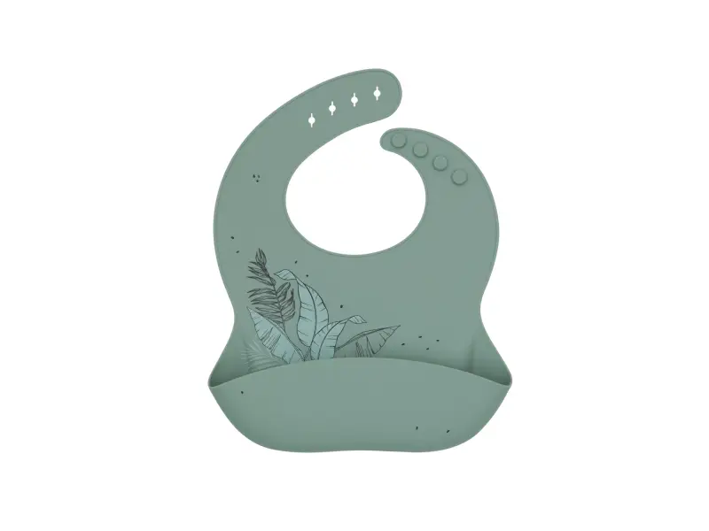 KikkaBoo Podbradník s kapsou Platinum Silicone Flora Sage