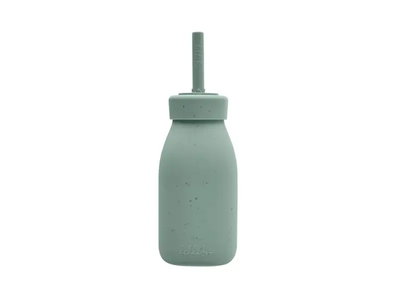 KikkaBoo Fľaša so slamkou Platinum Silicone Sage