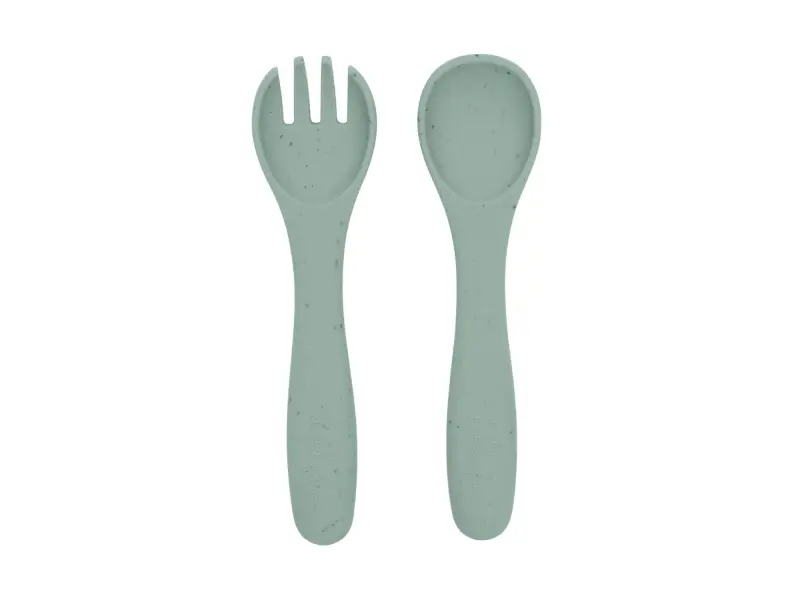 KikkaBoo Príbor 2-dielny Platinum Silicone Sage