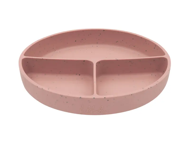KikkaBoo Delený tanier s prísavkou Platinum Silicone Blush