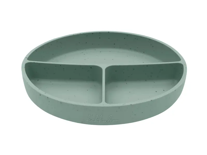 KikkaBoo Delený tanier s prísavkou Platinum Silicone Sage