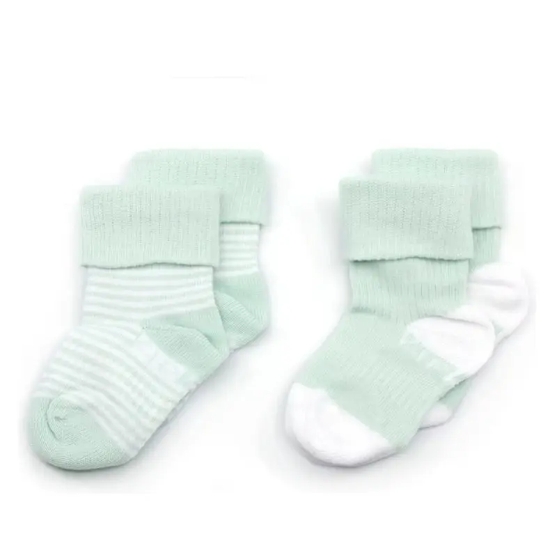 KipKep Detské ponožky Stay-on-Socks 6-12m 2páry Mint Stripes