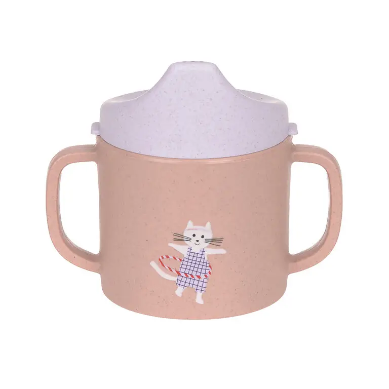 LÄSSIG Hrnček s náustkom PP/Cellulose Tiny Team cat