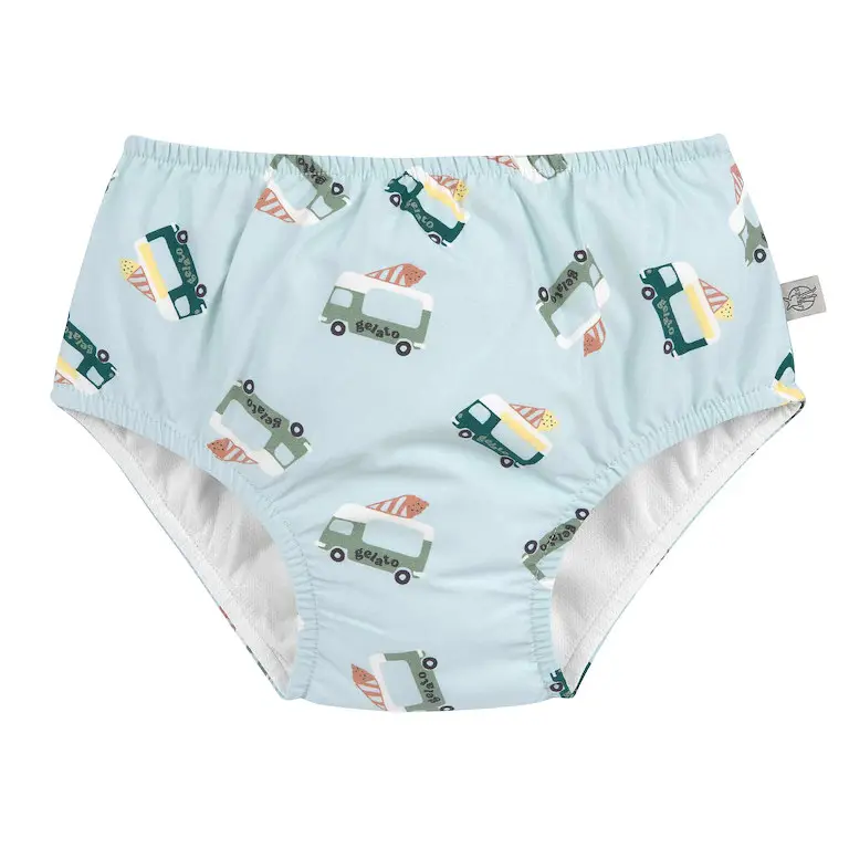 LÄSSIG Plavky ice cream truck illus. blue 07-12 mes., veľ.: 74/80