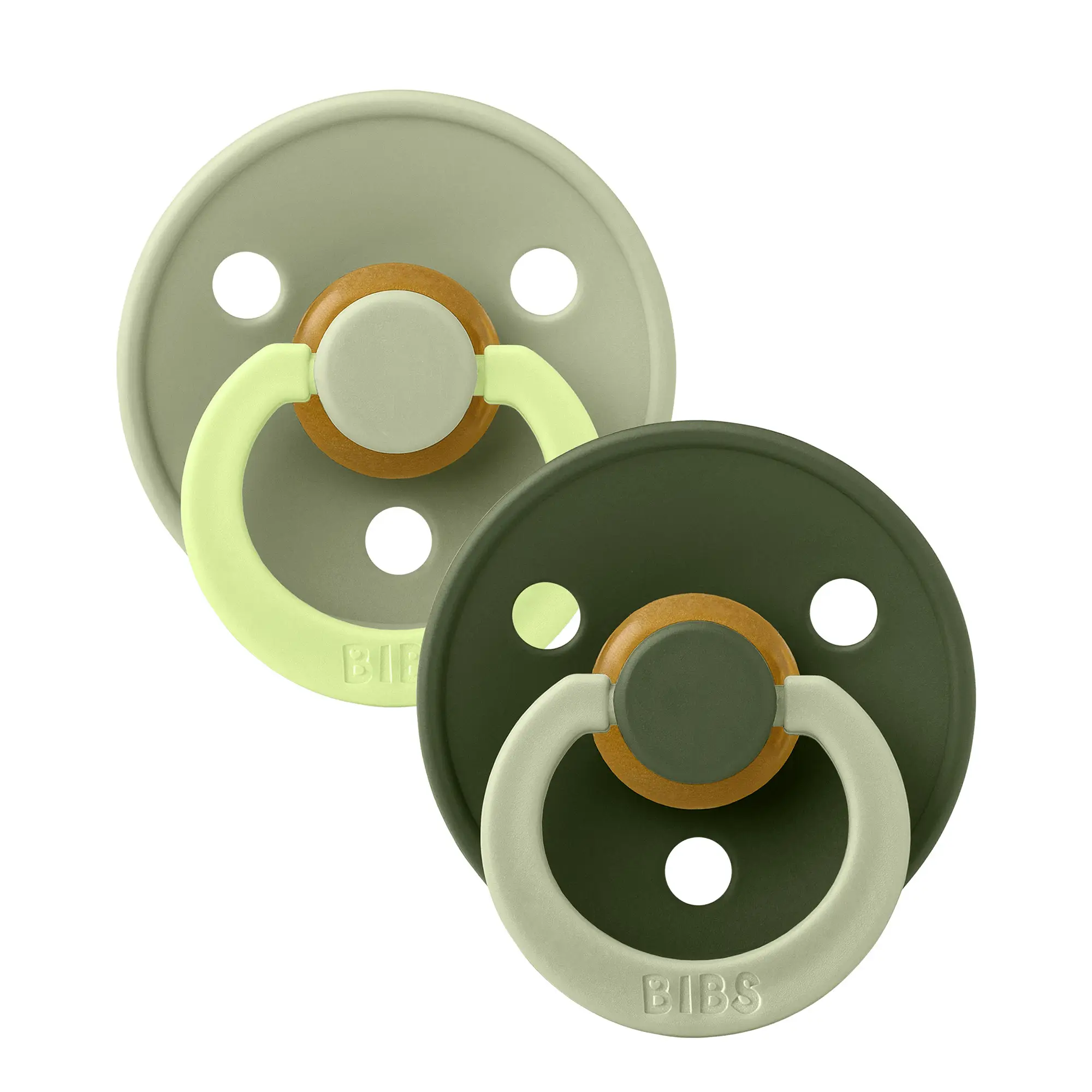 BIBS STUDIO Colour Fusion cumlíky z prírodného kaučuku Sage Hunter green mix 2ks – veľkosť 1