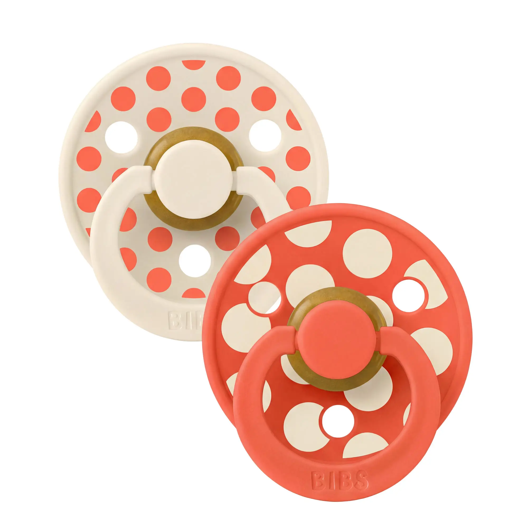 BIBS STUDIO Colour Polka cumlíky z prírodného kaučuku 2ks - veľkosť 1 ivory-tango