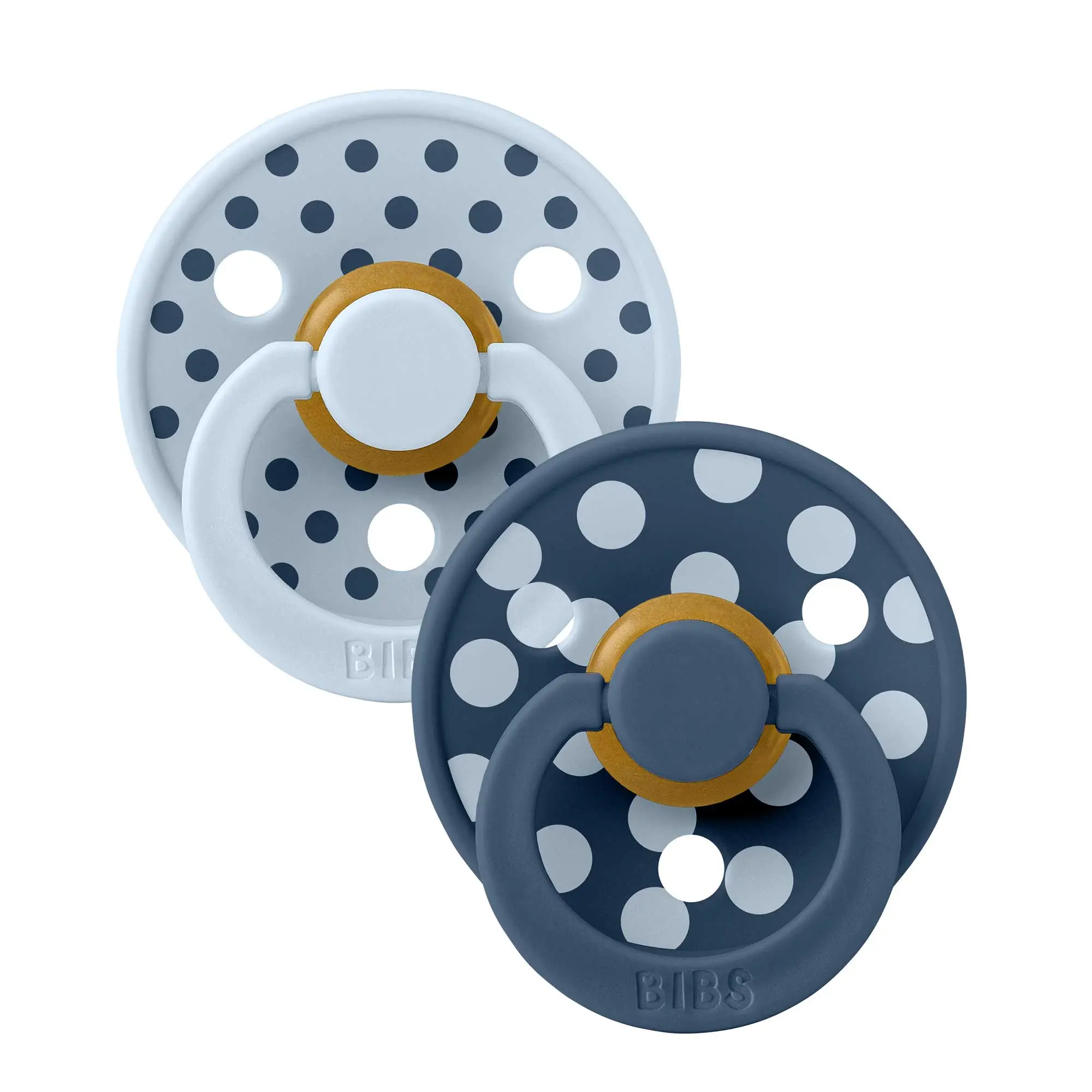 BIBS STUDIO Colour Polka cumlíky z prírodného kaučuku 2ks - veľkosť 2 baby-blue-steel-blue
