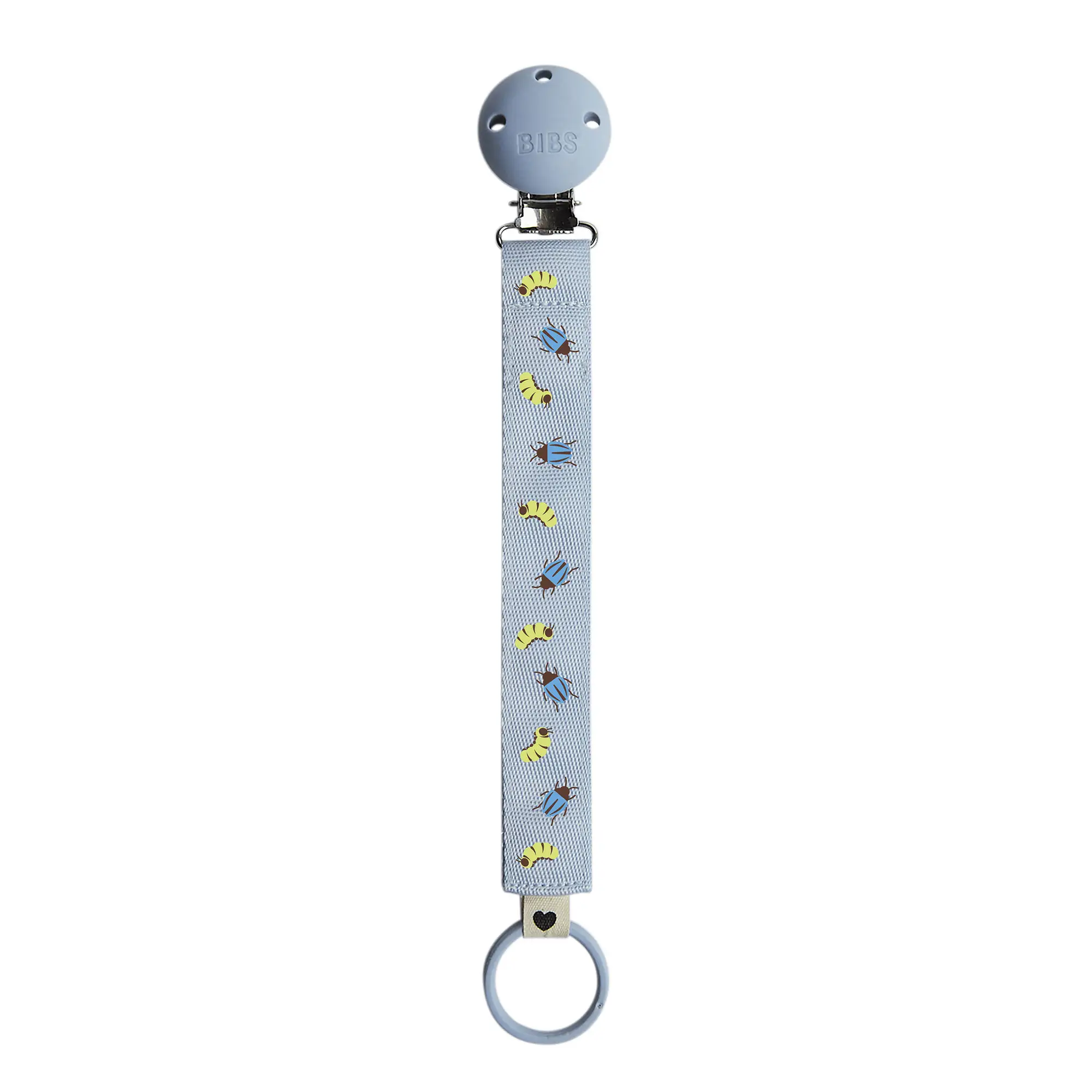 BIBS STUDIO Ribbon klip na cumlík caterpillar-beetle-mix-baby-blue
