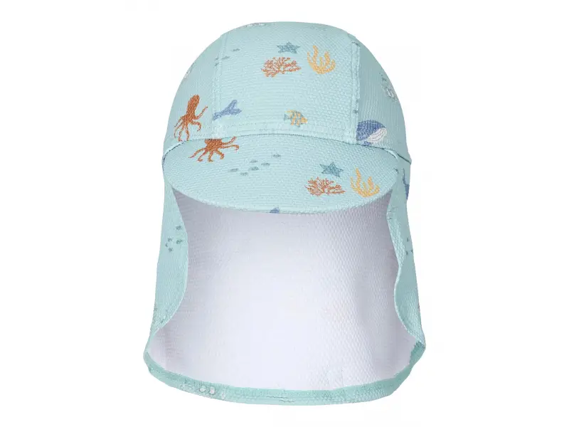 Little Dutch Plážová kšiltovka s ochranou krku Ocean Friends vel. 1