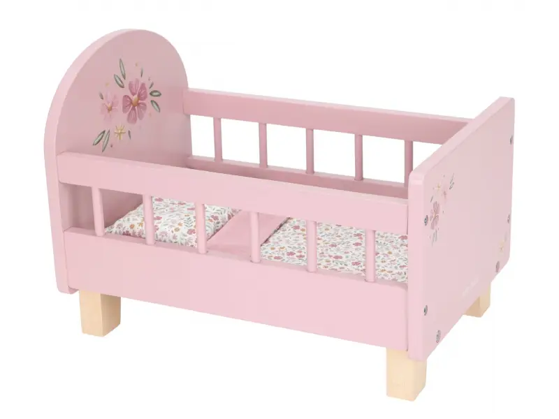 Little Dutch Postieľka pre bábiky s perinkou drevená Pink