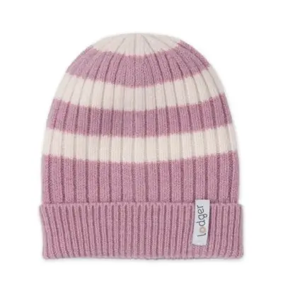LODGER Čiapka Stripe Merino Mauve 6 - 12 mesiacov