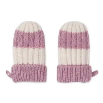 LODGER Rukavice Stripe Merino Mauve vel. 0 - 12 mesiacov