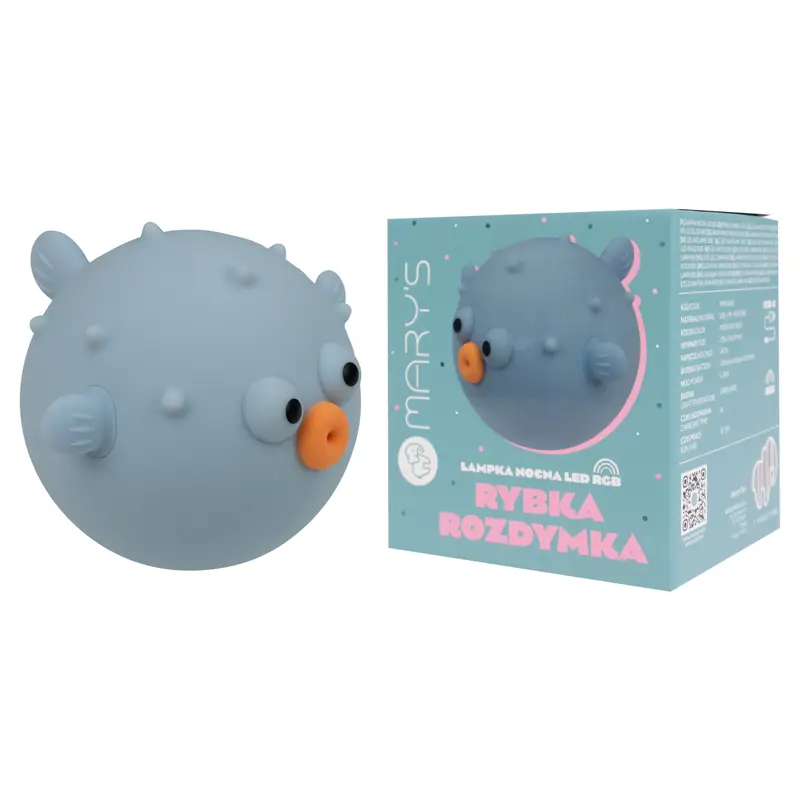 Mary's LED silikónové nočné svetlo dotykové RGB - Puffer Fish, modrá