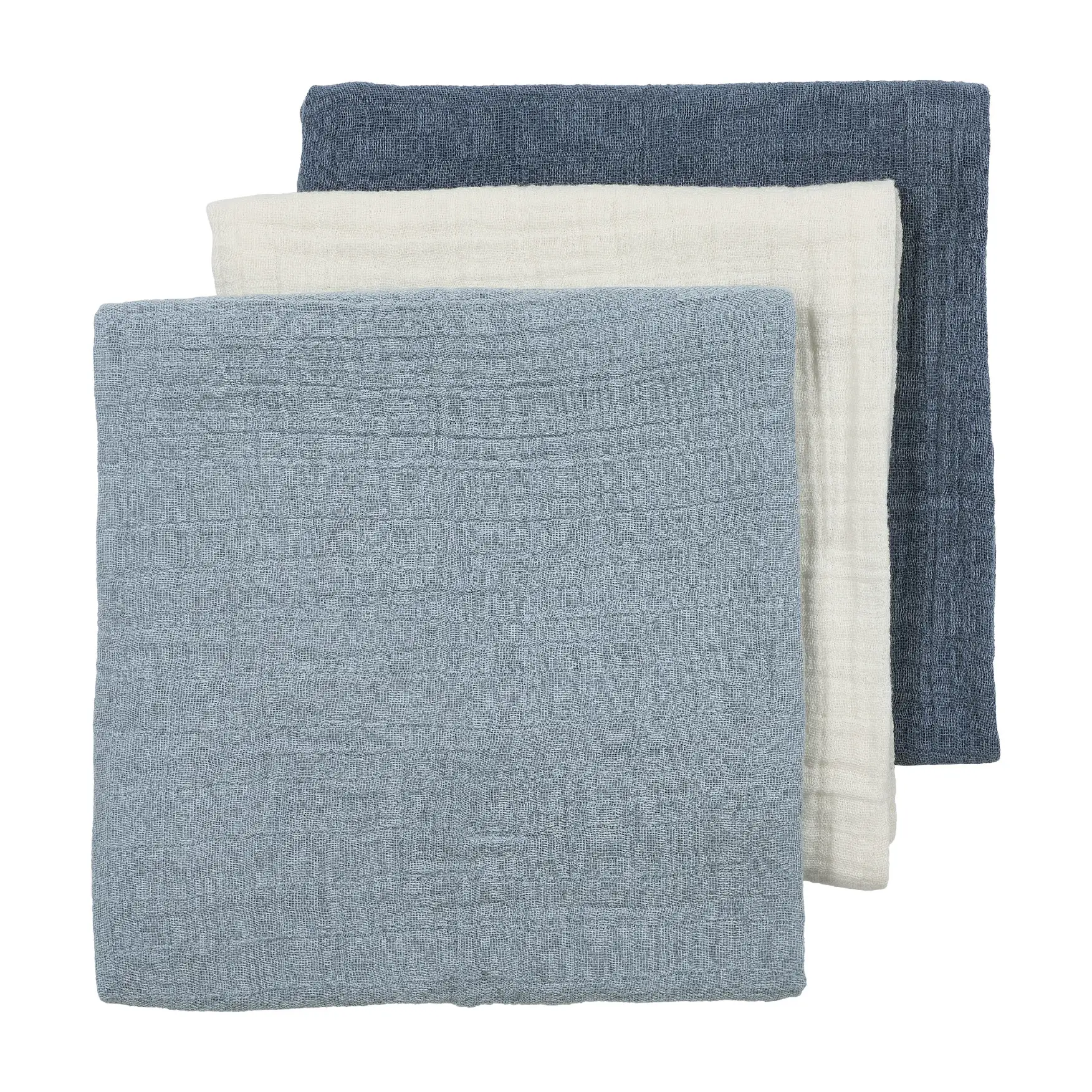 Meyco Mušelínové plienky 3-balenie - Natural/jeans blue/indigo