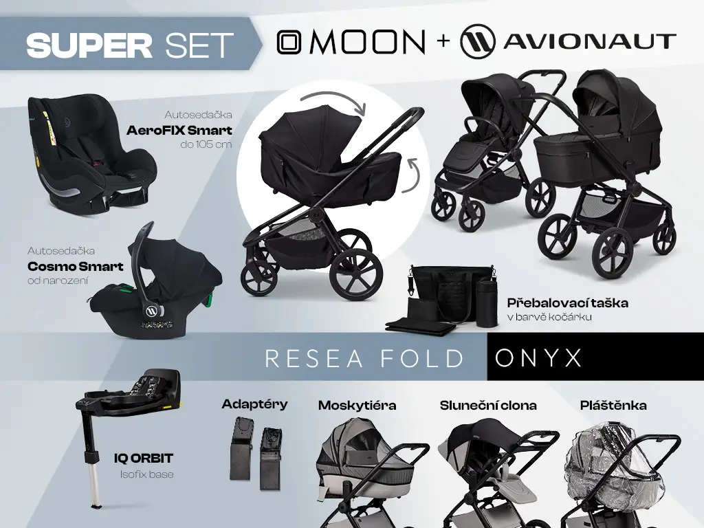MOON Kombinovaný kočík ReSea FOLD SUPER ORBIT set - ONYX