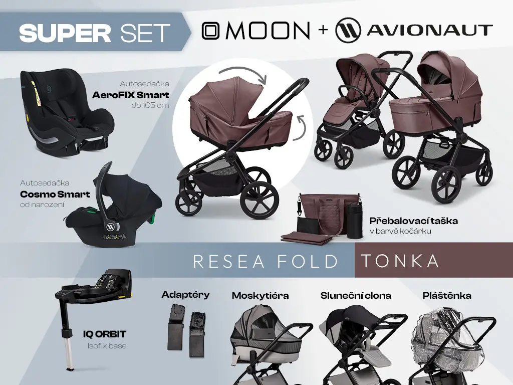 MOON Kombinovaný kočík ReSea FOLD SUPER ORBIT set - TONKA