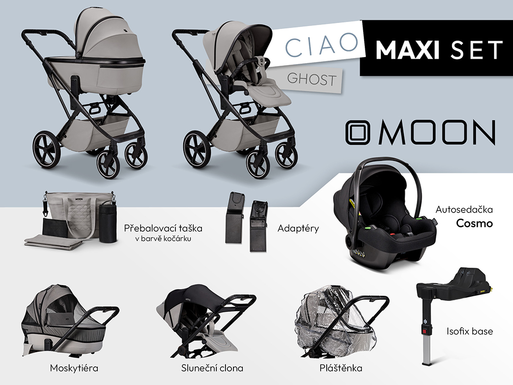 MOON Kombinovaný kočík CIAO MAXI set - Ghost