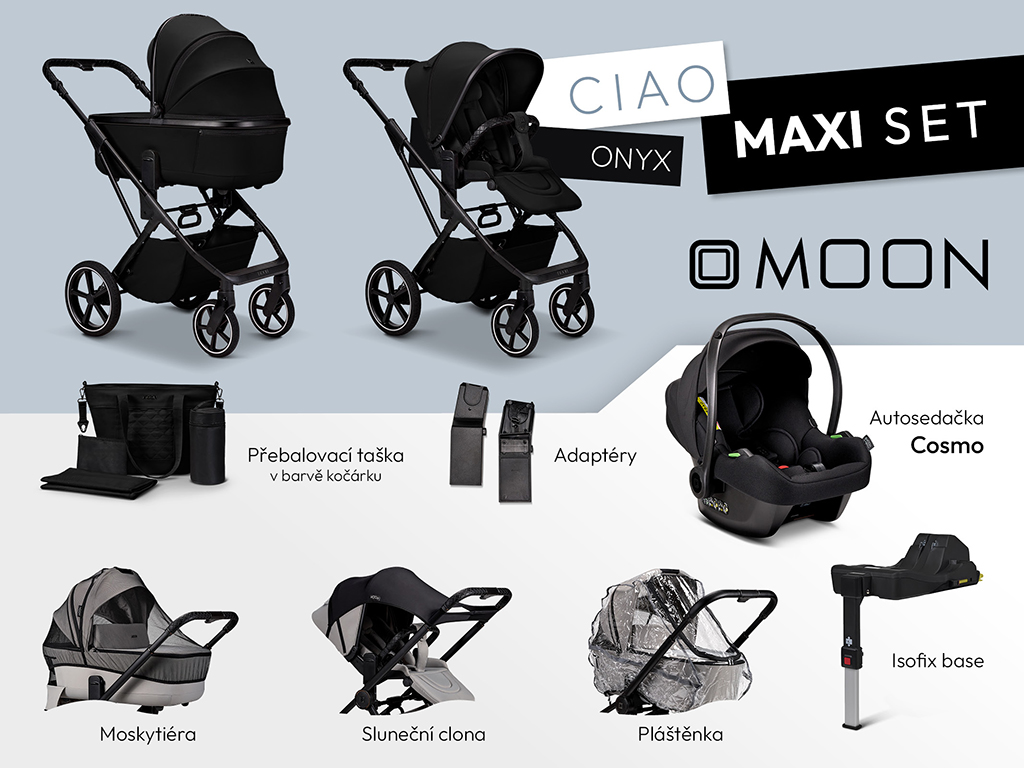MOON Kombinovaný kočík CIAO MAXI set - Onyx