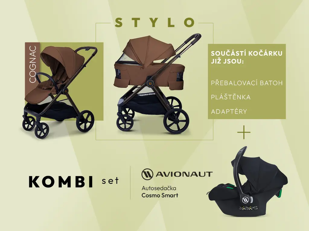 MOON Kombinovaný kočík STYLO kombi set - COGNAC