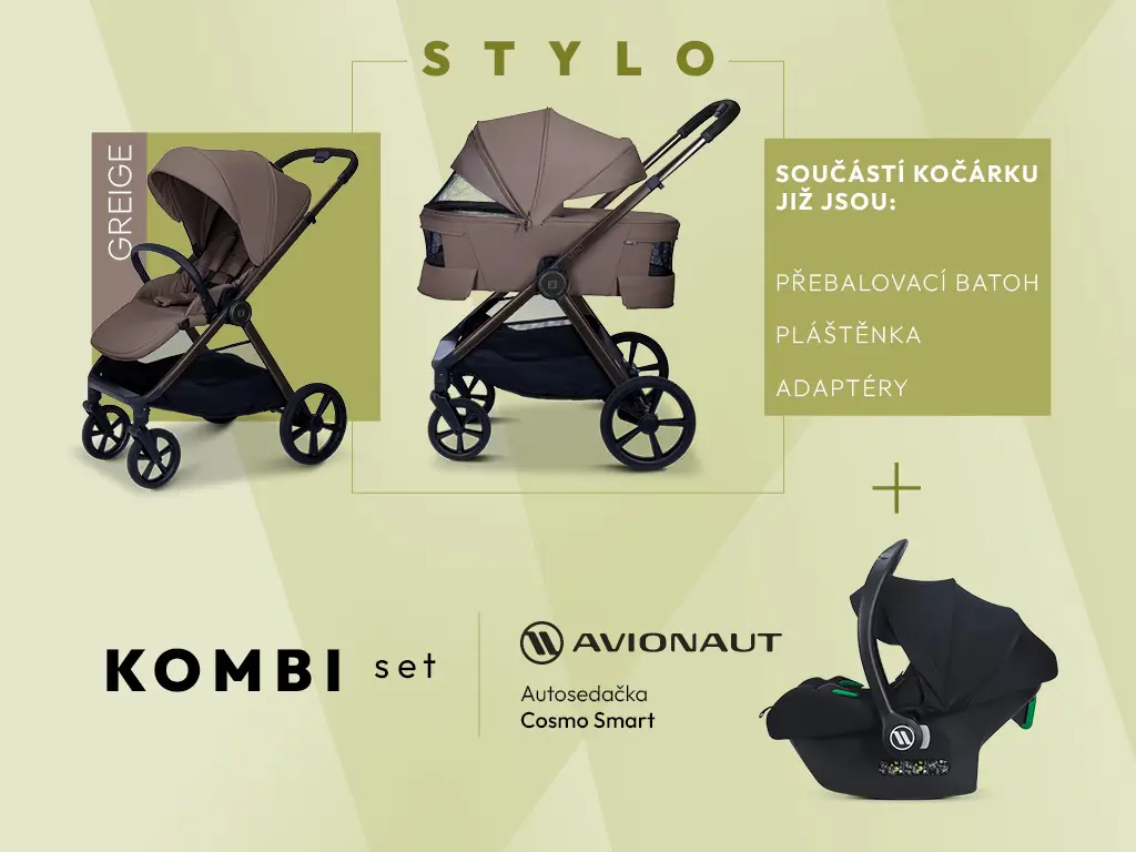 MOON Kombinovaný kočík STYLO kombi set - GREIGE